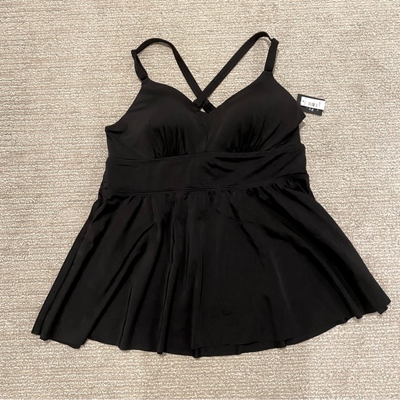 Torrid Black Peplum Tankini Swim Top - Size 1 D/DD - Picture 4 of 6